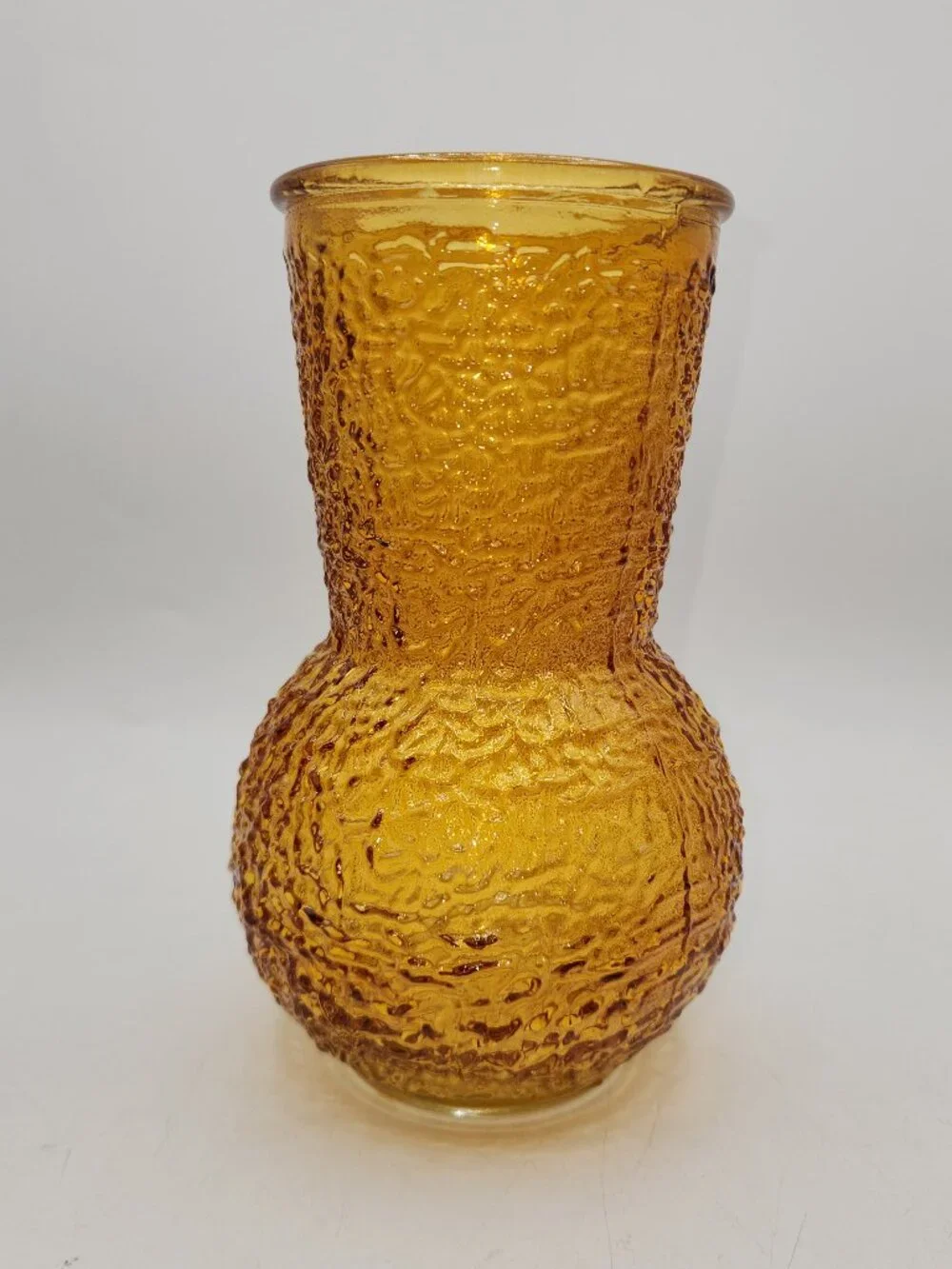 Vintage Style Amber Glass Vase with Crinkle Texture 7